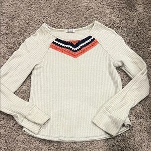Gimmicks by BKE Cream and Brown Textured Sweater